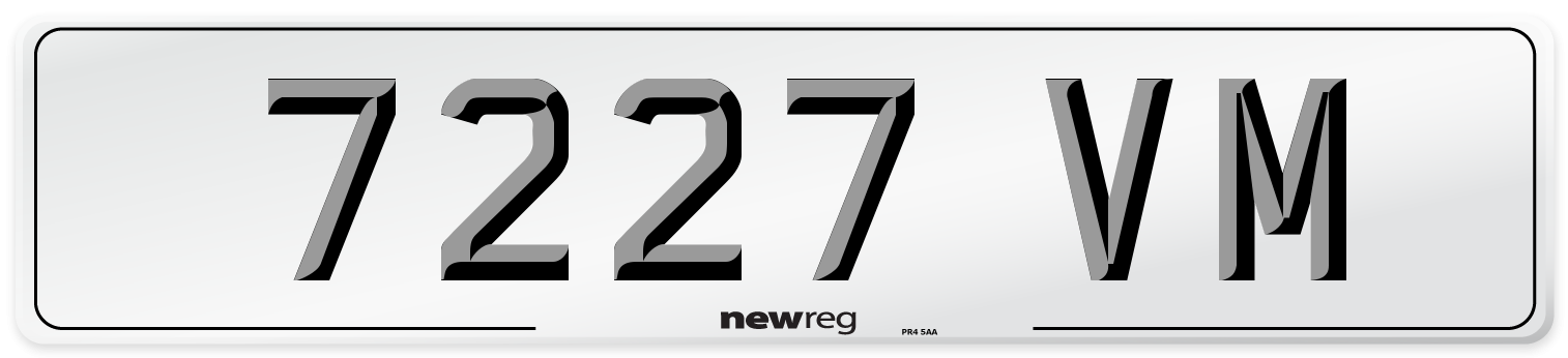 7227 VM Number Plate from New Reg